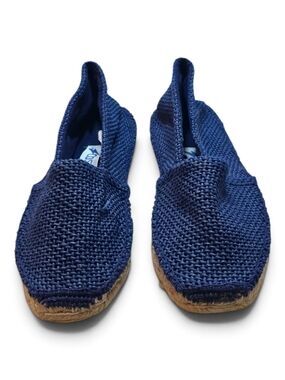 Kids Navy Blue Slip-On Knit Espadrilles